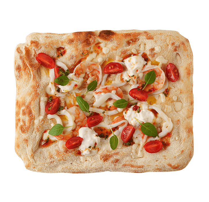 

Пицца Римская с морепродуктами и сыром страчателла