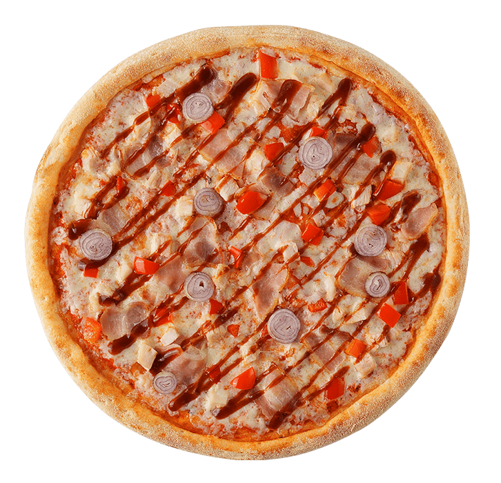 Пицца барбекю с курицей и беконом