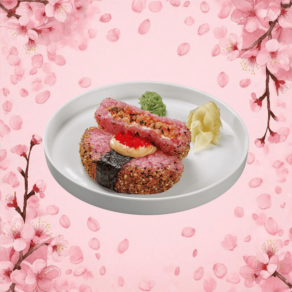 Онигири с лососем, тунцом и мидиями